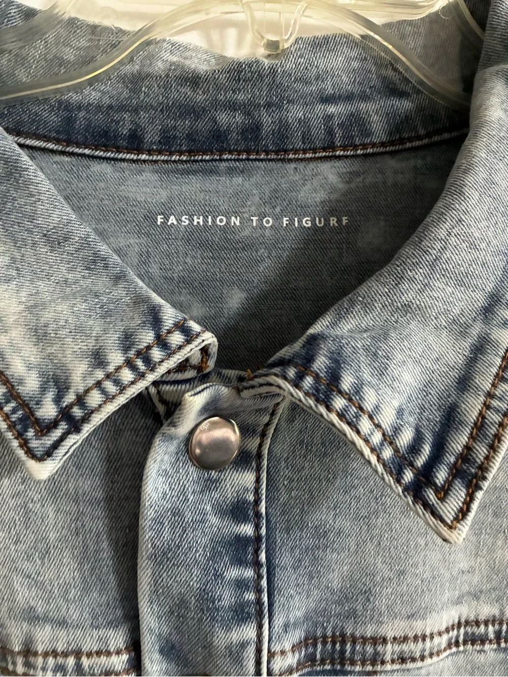 Fashion to Figure Washed Denim Shirt Dress - Light Blue